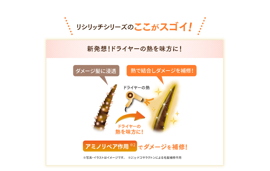 リシリッチシリーズのここがスゴイ 新発想!ドライヤーの熱を味方に!
