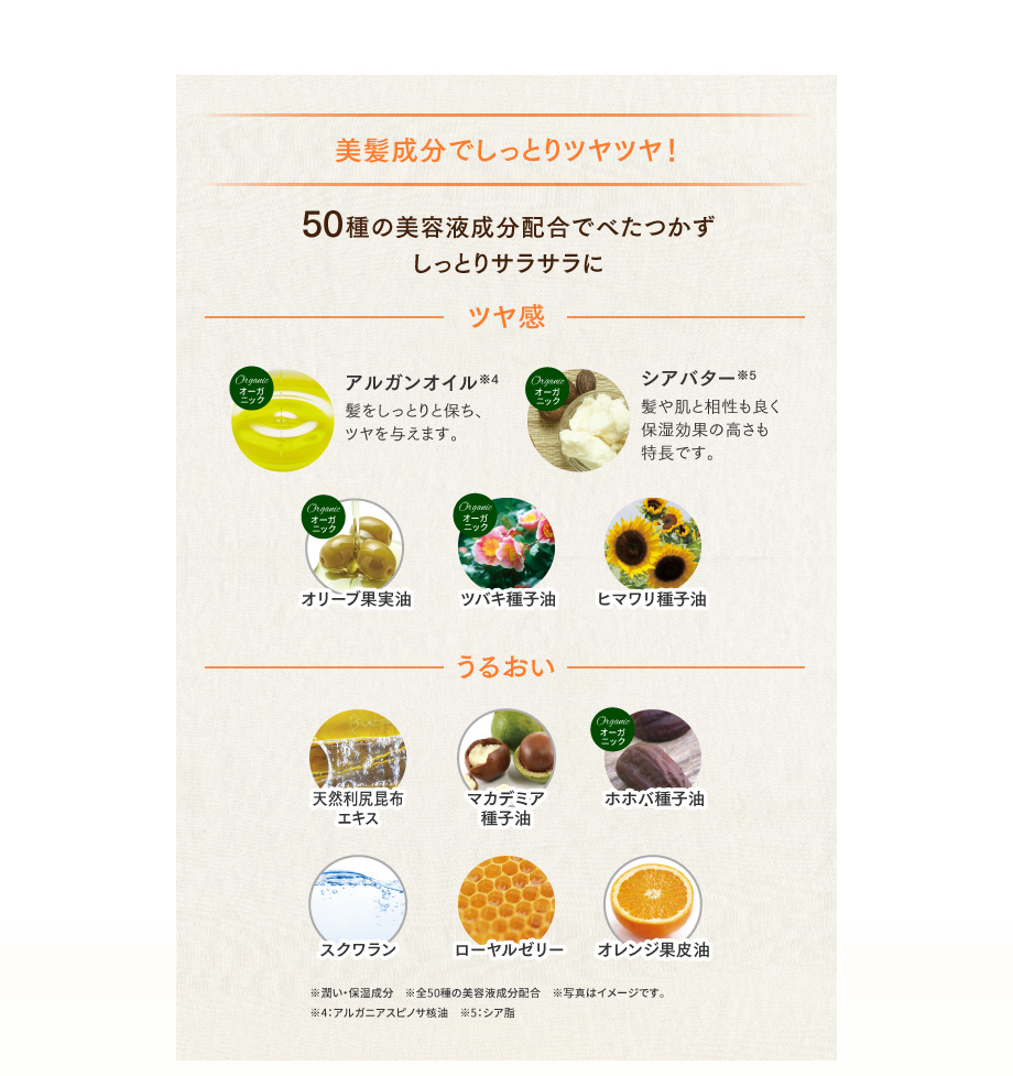 美髪成分でしっとりツヤツヤ!