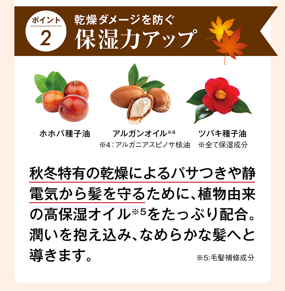 乾燥ダメージを防ぎ保湿力アップ