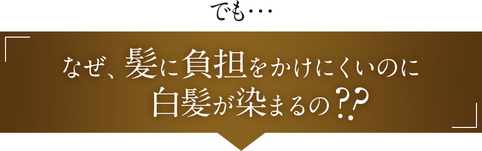 でも・・・ なぜ、髪に負担をかけにくいのに白髪が染まるの??