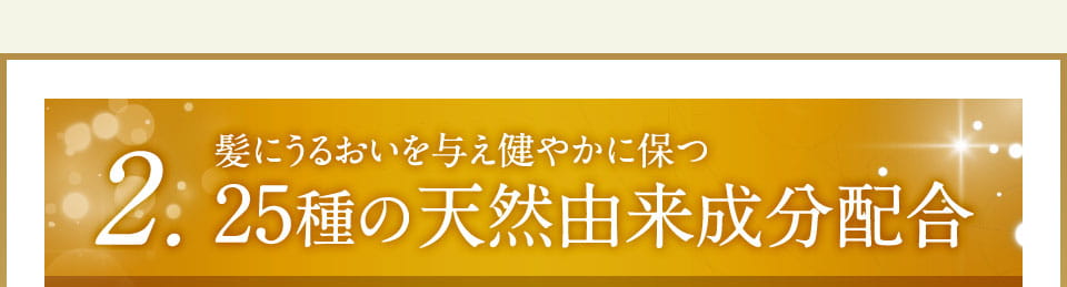 2. 髪と頭皮にうるおいを与え健やかに保つ25種の天然由来成分配合