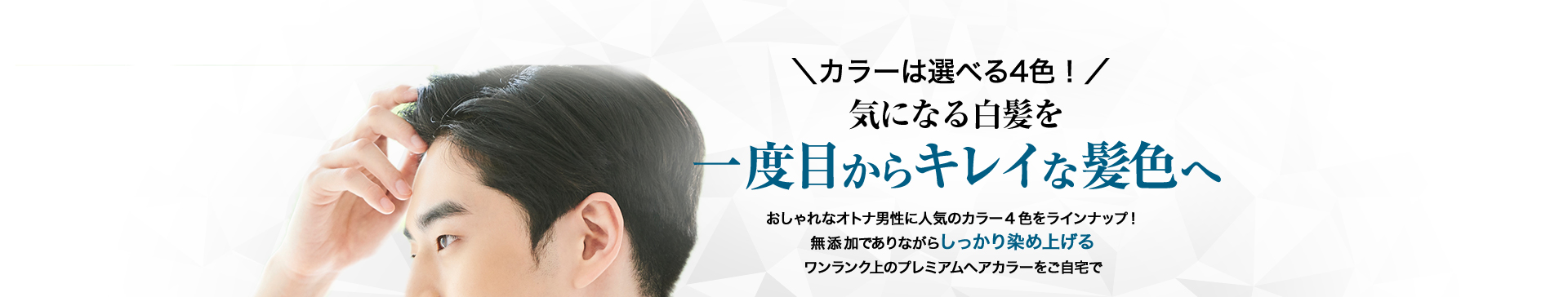 カラーは選べる4色！ 気になる白髪を一度目からキレイな髪色へ おしゃれなオトナ女性に人気のカラー4色をラインナップ！ 無添加でありながらしっかり染め上げる ワンランク上のプレミアムヘアカラーをご自宅で