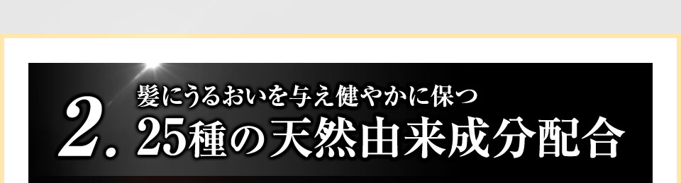 2. 髪と頭皮にうるおいを与え健やかに保つ25種の天然由来成分配合