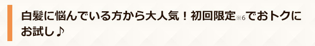 白髪に悩んでいる方から大人気！初回限定※6でおトクにお試し♪