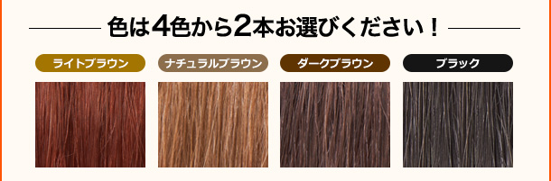色は4色から2本選べます！ ライトブラウン ナチュラルブラウン ダークブラウン ブラック