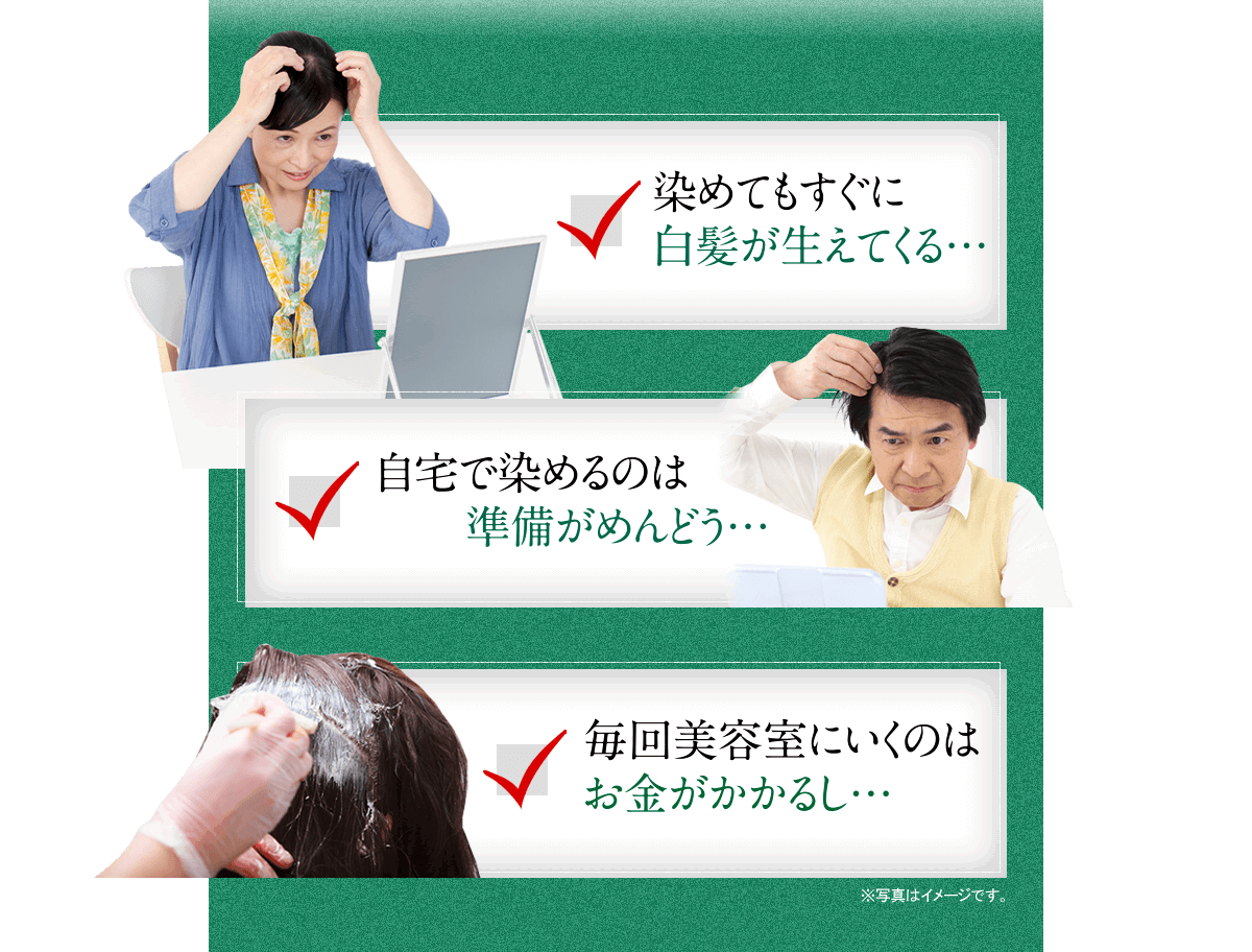 染めてもすぐに白髪が生えてくる・・・ 自宅で染めるのは準備がめんどう・・・ 毎回美容室に行くのはお金がかかるし・・・