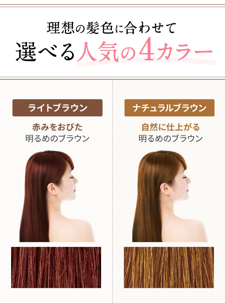 理想の髪色に合わせて選べる人気の4カラー ライトブラウン ナチュラルブラウン