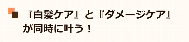 『白髪ケア』と『ダメージケア』が同時に叶う！