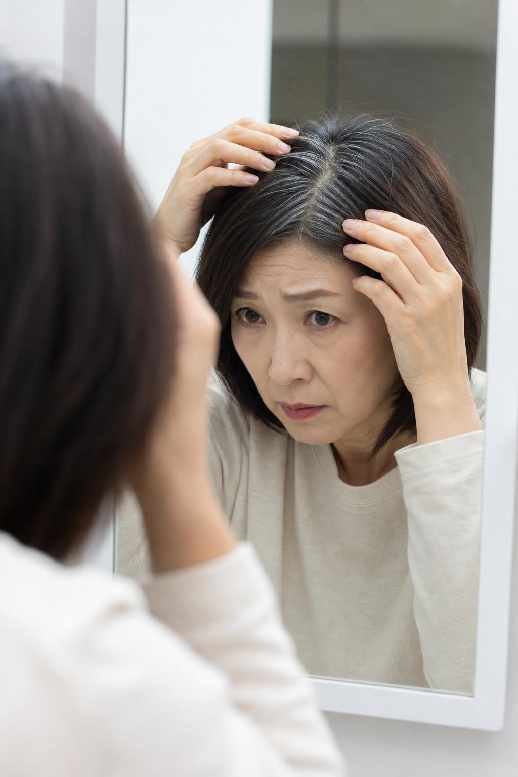 白髪が気になる女性